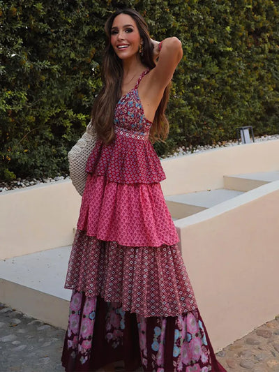 Mona™ | Classic Floral Print Maxi Dress