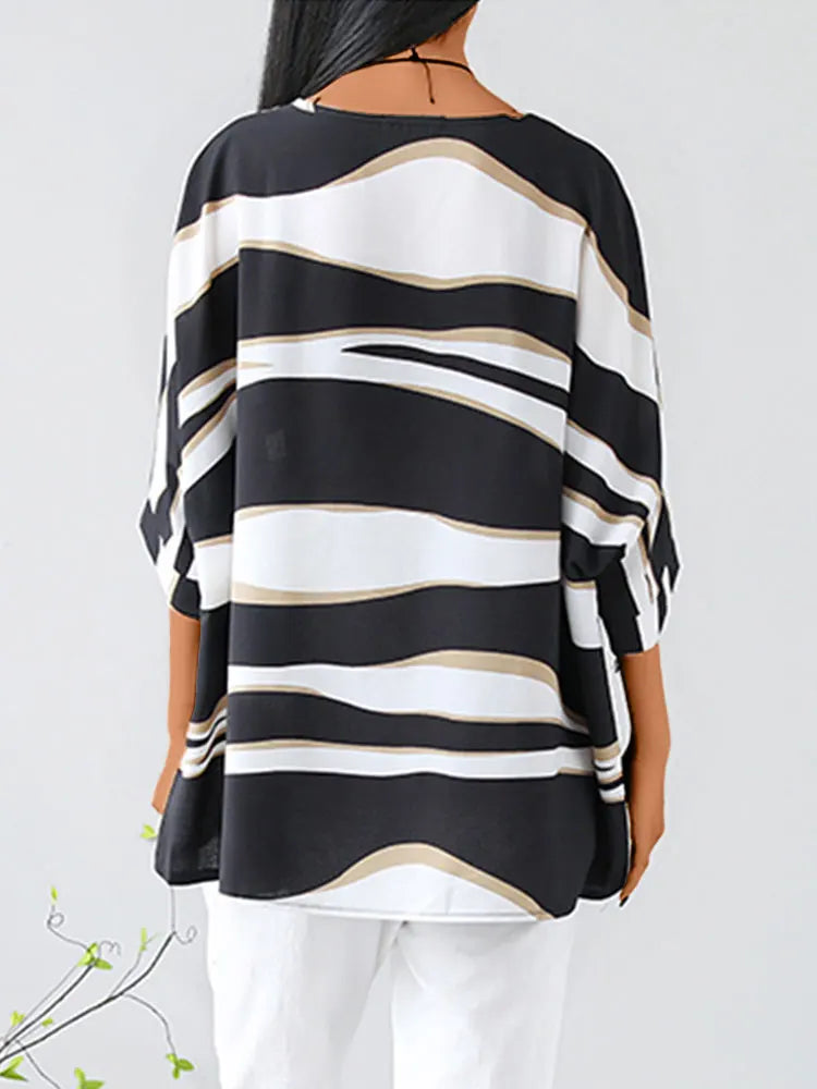 Jacinthe™ | Modern Striped Oversized Blouse