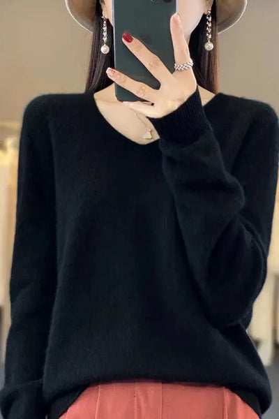Marivelle™ | Soft V-Neck Cashmere Sweater