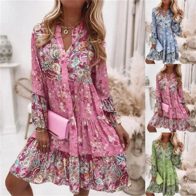 Matthew™ | Floral V-Neck A-Line Dress