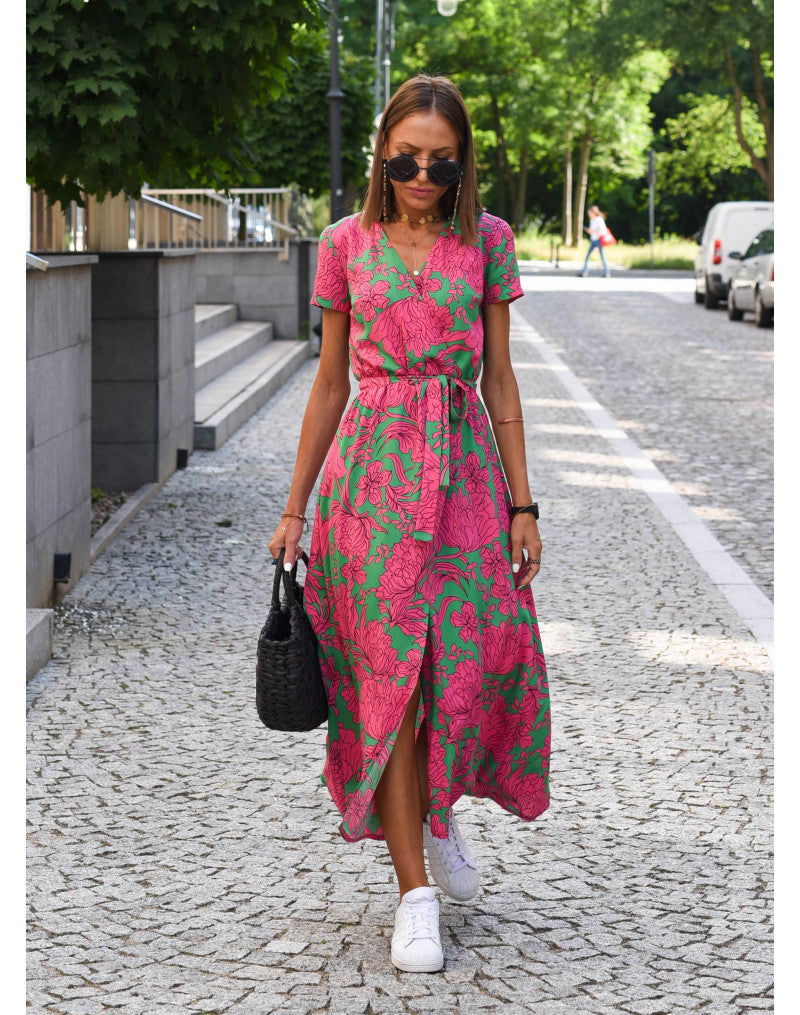Zelvara™ | Bold Floral Wrap Dress