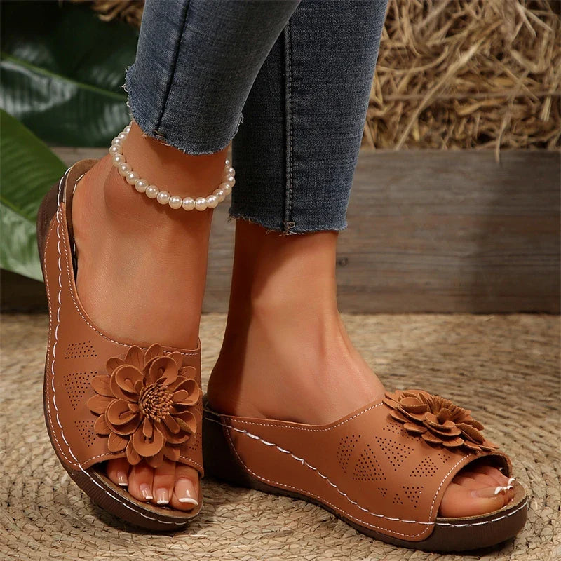 Flora™ | Orthopedic Flower Wedge Sandals