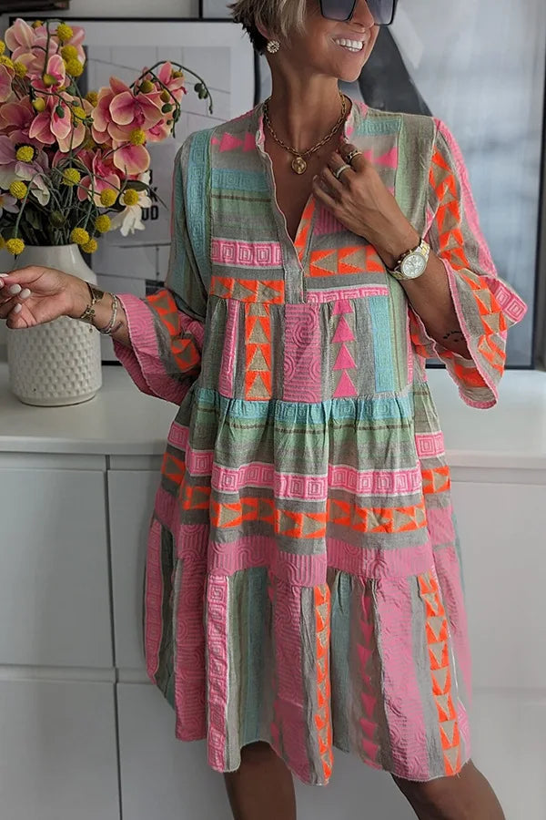 Ruth™ | Chic V-Neck Cotton Hemp Summer Dress