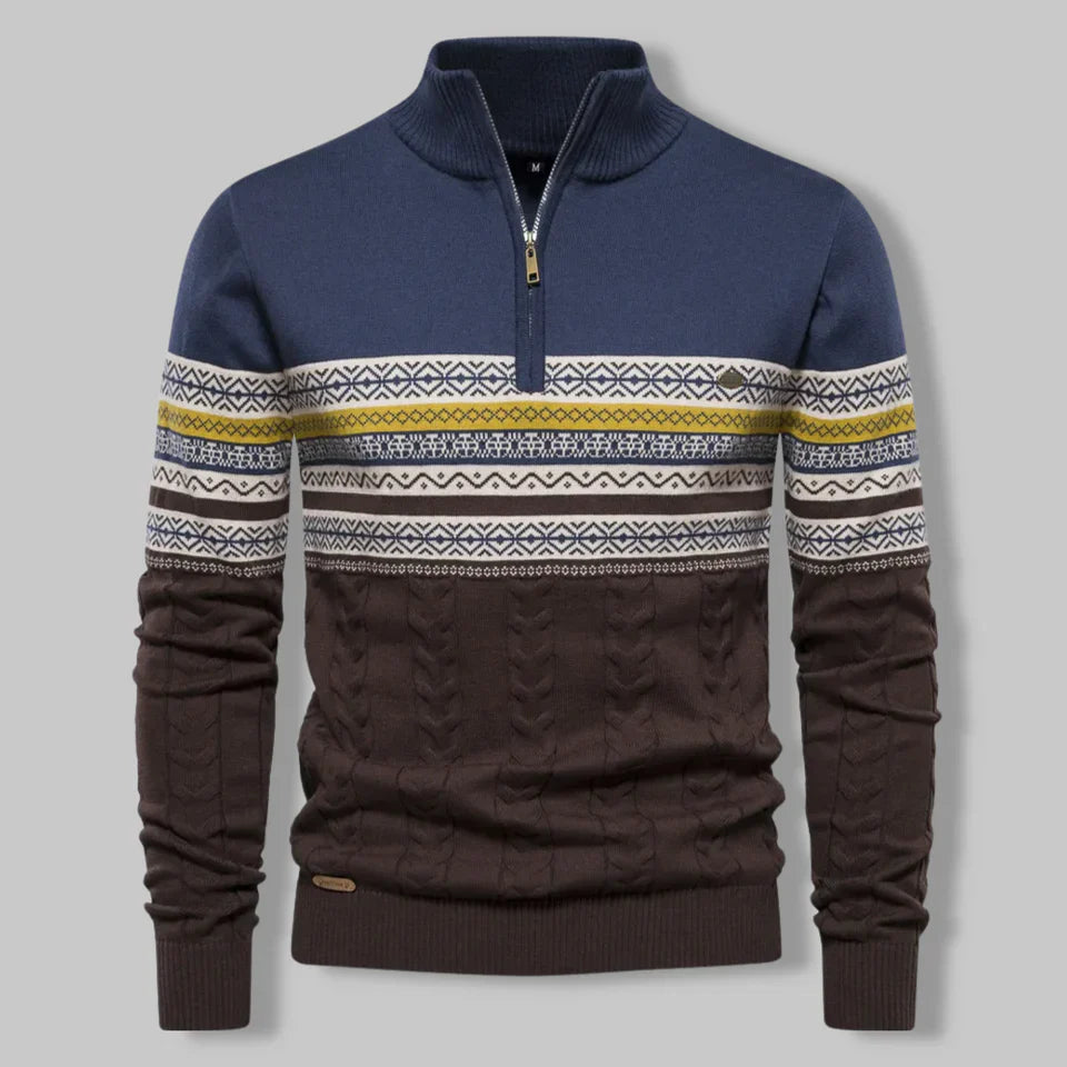 Leif™ | Nordic Knit Half-Zip Sweater