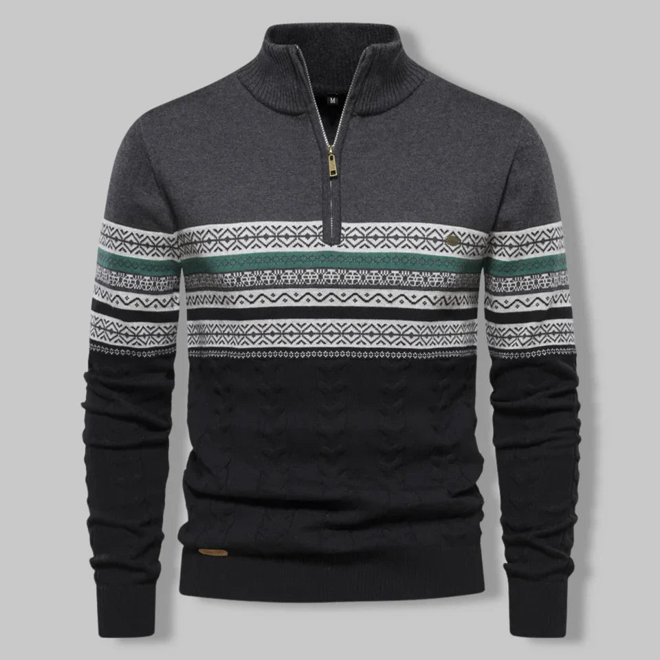 Leif™ | Nordic Knit Half-Zip Sweater