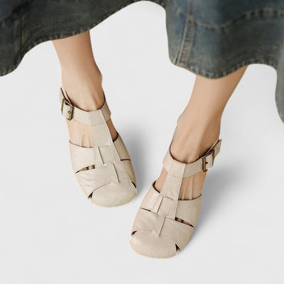 Joliane™ | Retro Leather Cut-Out Sandals