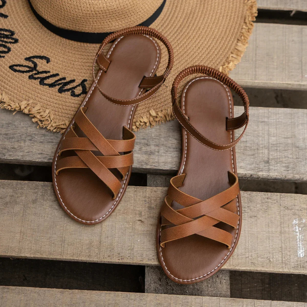 Sienna™ | Criss-Cross Flat Sandals