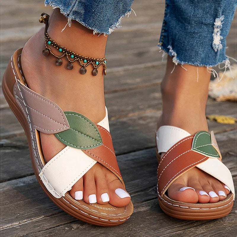 Liora™ | Leaf Accent Wedge Sandals