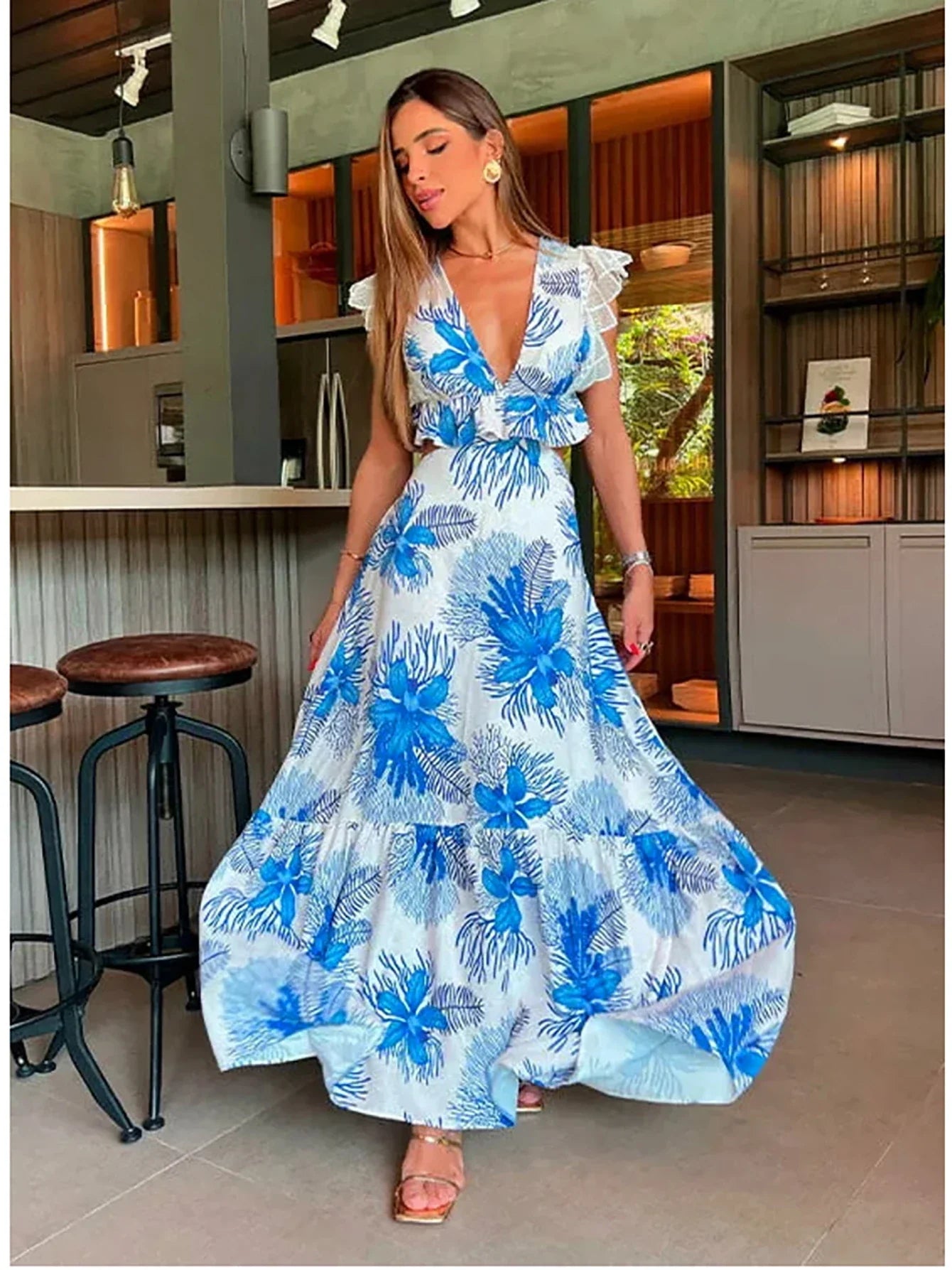 Margie™ | Trendy Sleeveless Lace Maxi Dress