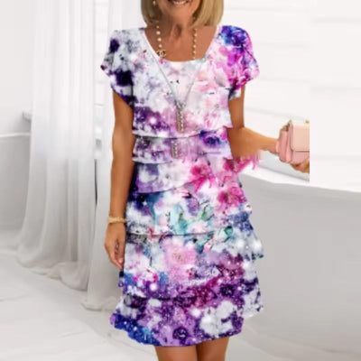 Elif™ | Floral Pleated Ruffle Dress