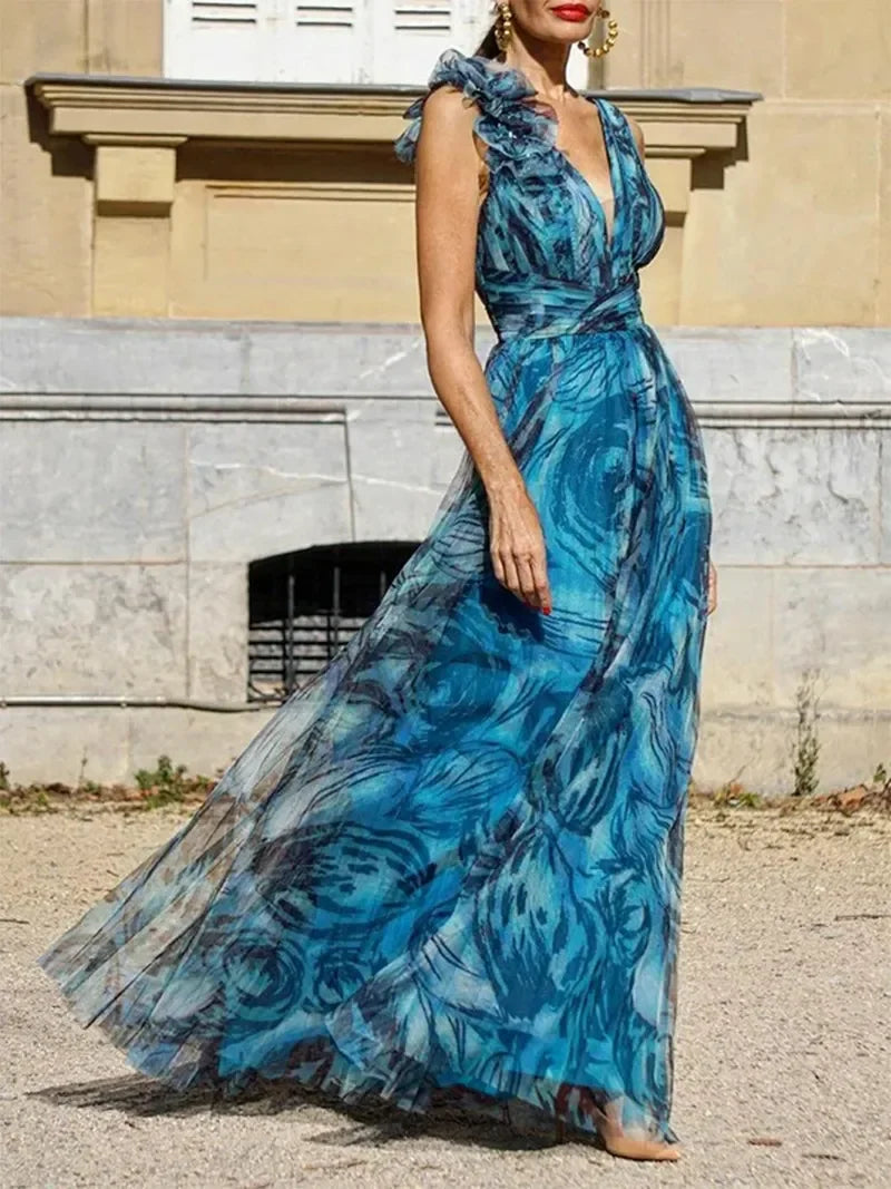 Lorena™ | Elegant Sleeveless Floral Maxi Dress