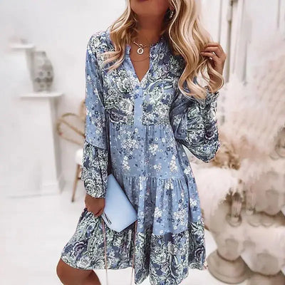 Matthew™ | Floral V-Neck A-Line Dress