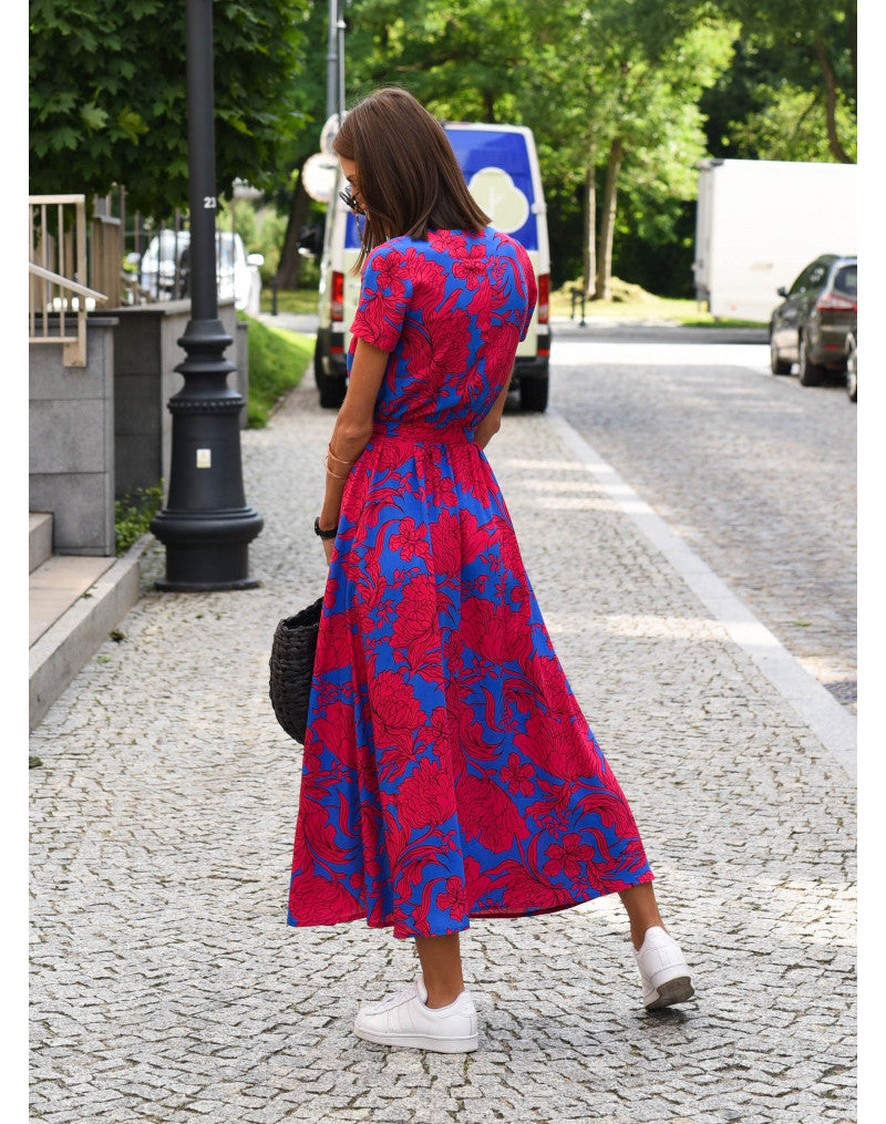 Zelvara™ | Bold Floral Wrap Dress