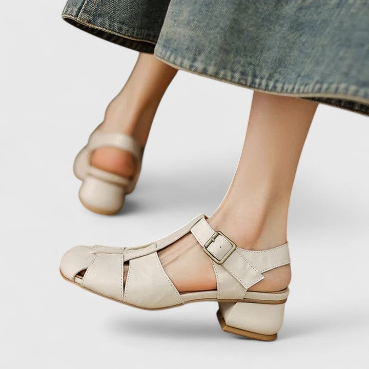 Joliane™ | Retro Leather Cut-Out Sandals
