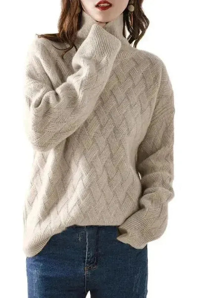 Soléna™ | High Neck Textured Knit Sweater