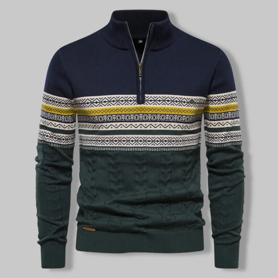 Leif™ | Nordic Knit Half-Zip Sweater