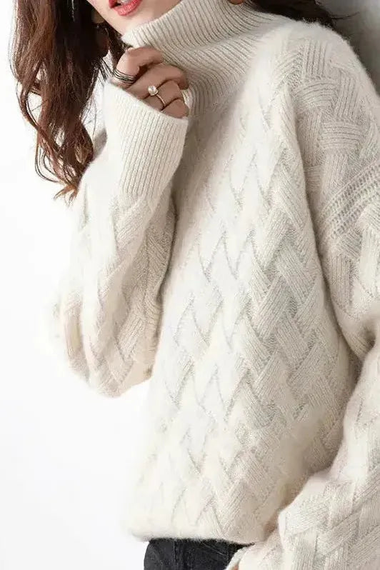 Soléna™ | High Neck Textured Knit Sweater