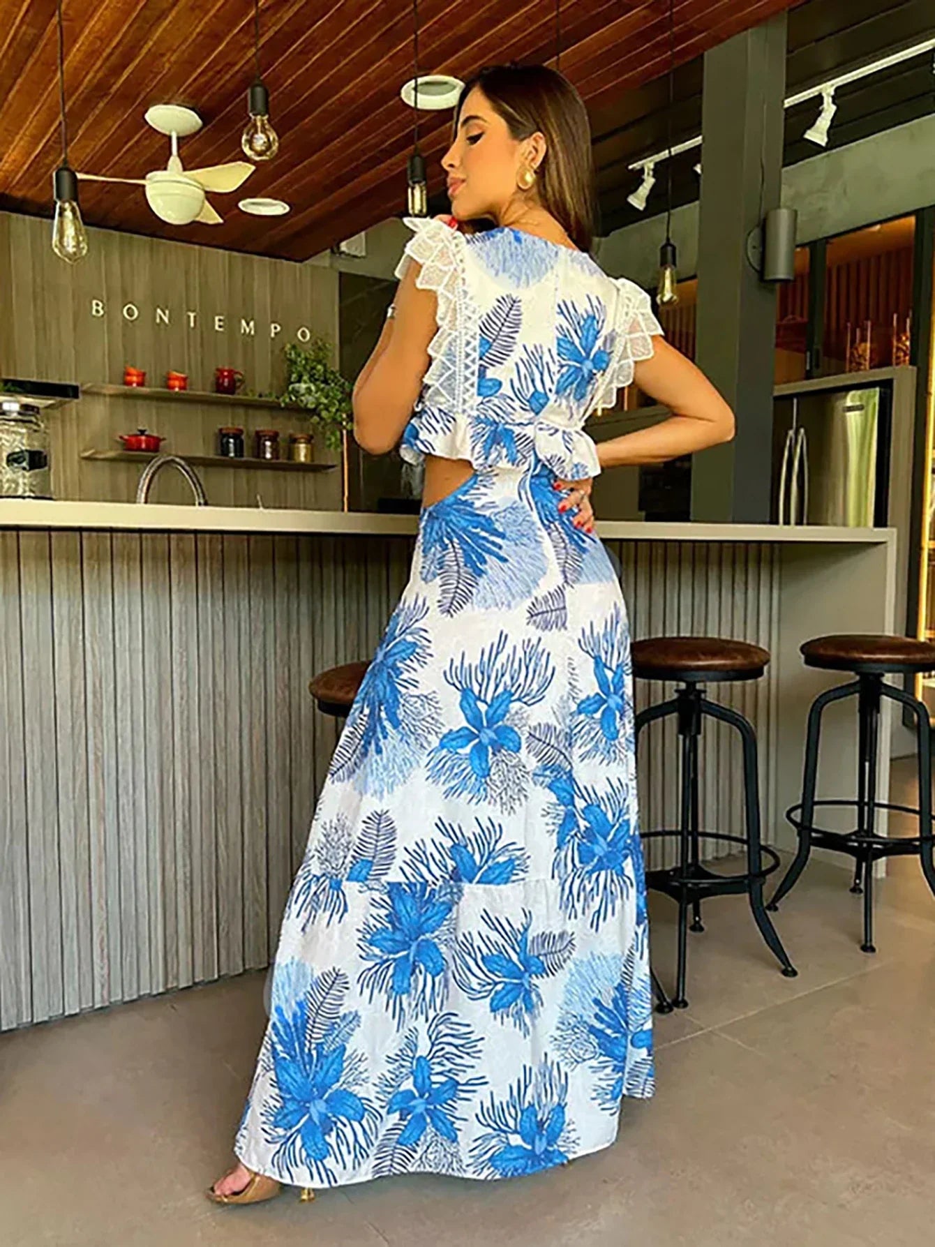 Margie™ | Trendy Sleeveless Lace Maxi Dress