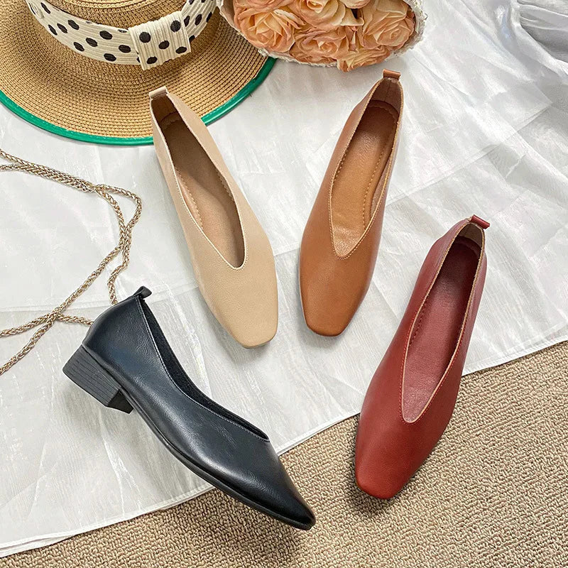 Elise™ | Square-Toe Low Heeled Flats