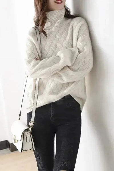 Soléna™ | High Neck Textured Knit Sweater