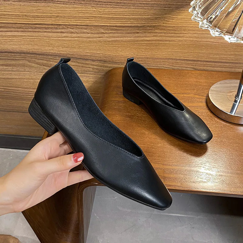 Elise™ | Square-Toe Low Heeled Flats