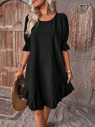 Kiera™ | Ruffle Hem Linen Dress