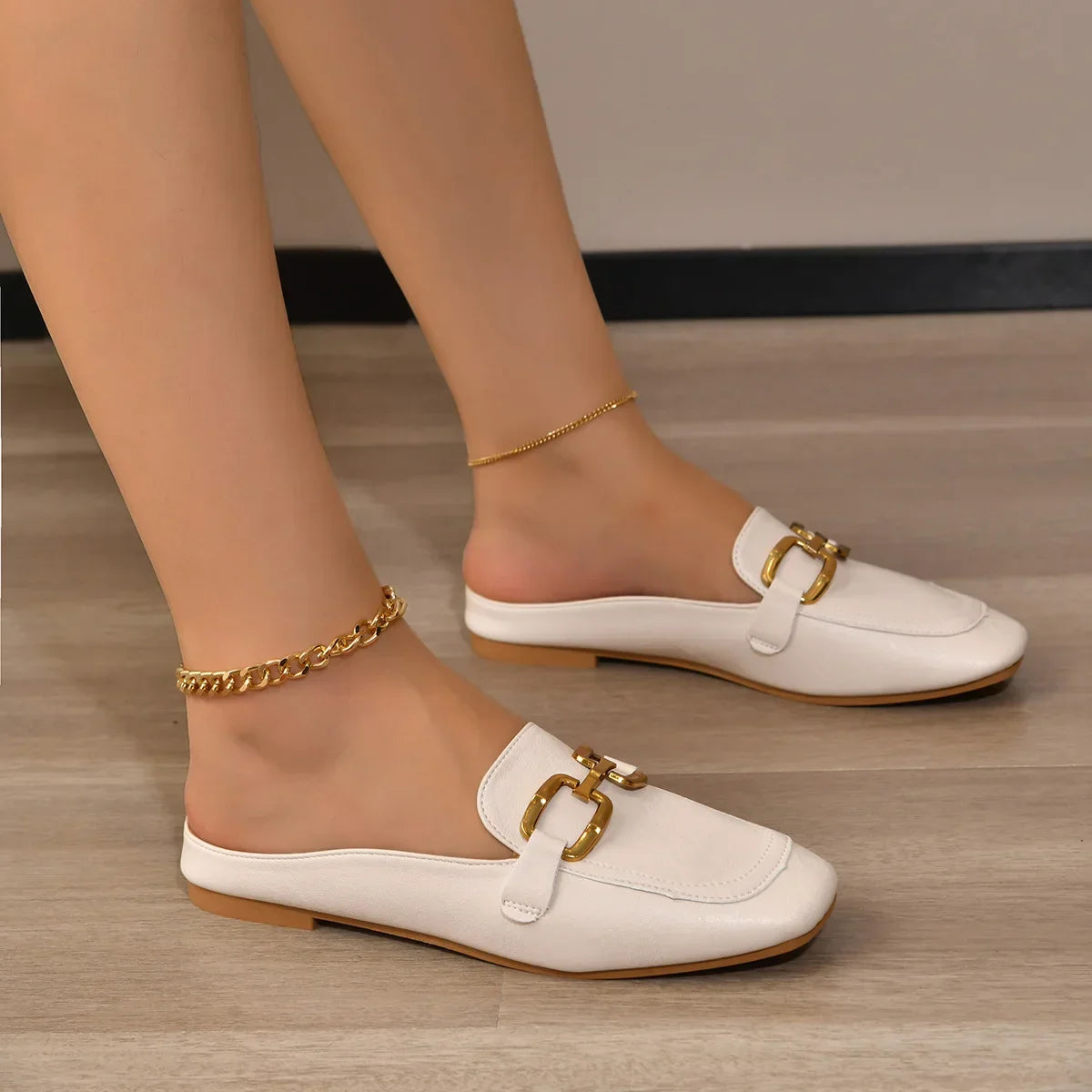 Celeste™ | Gold-Buckle Loafers