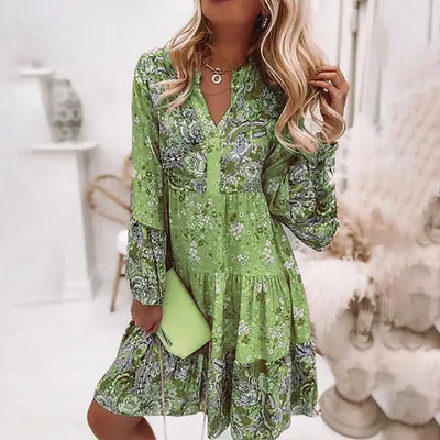 Matthew™ | Floral V-Neck A-Line Dress