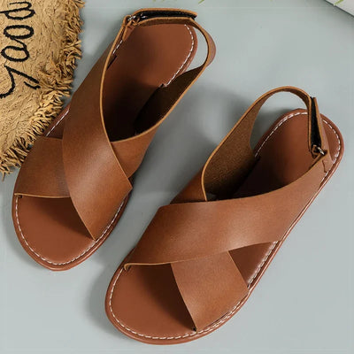 Livia™ | Cross-Strap Flat Sandals