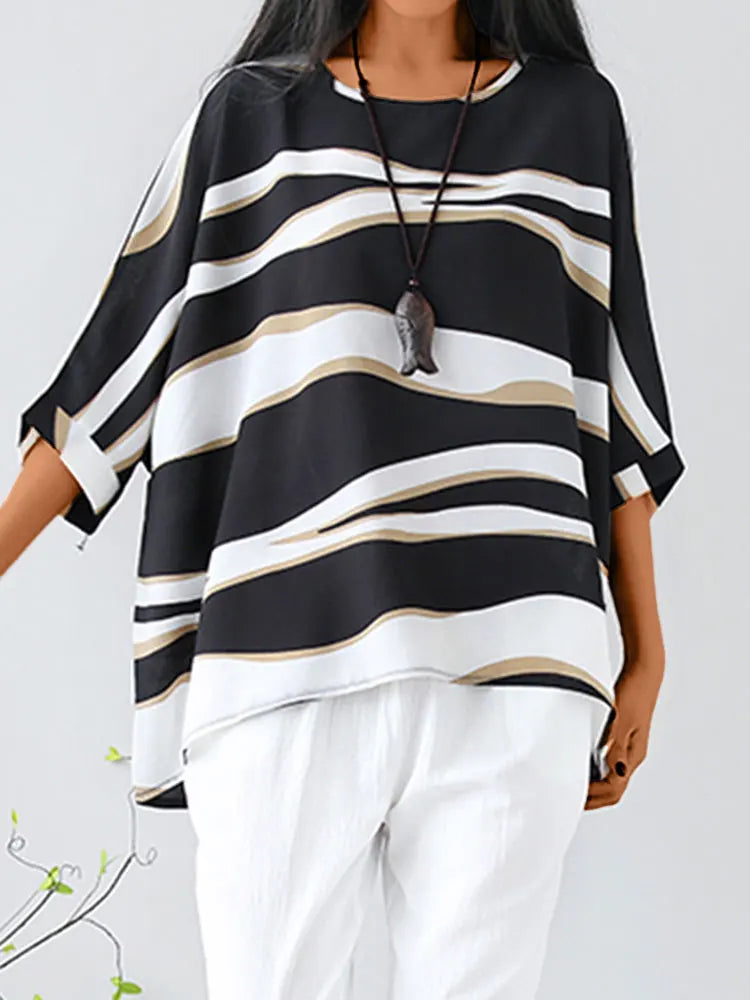 Jacinthe™ | Modern Striped Oversized Blouse