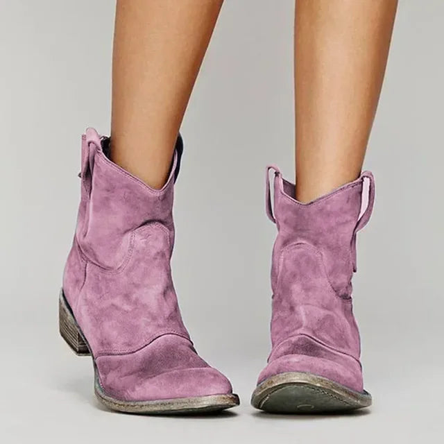 Rayelle™ | Western Suede Ankle Boots