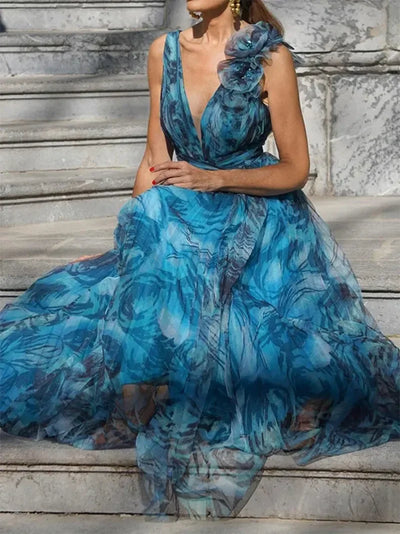 Lorena™ | Elegant Sleeveless Floral Maxi Dress
