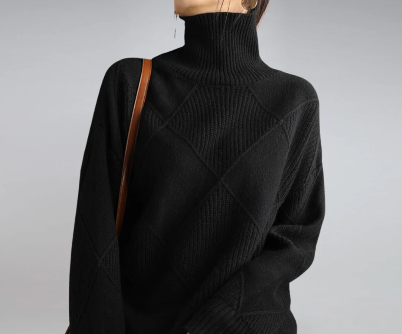 Soléa™ | Diamond-Knit Turtleneck Sweater