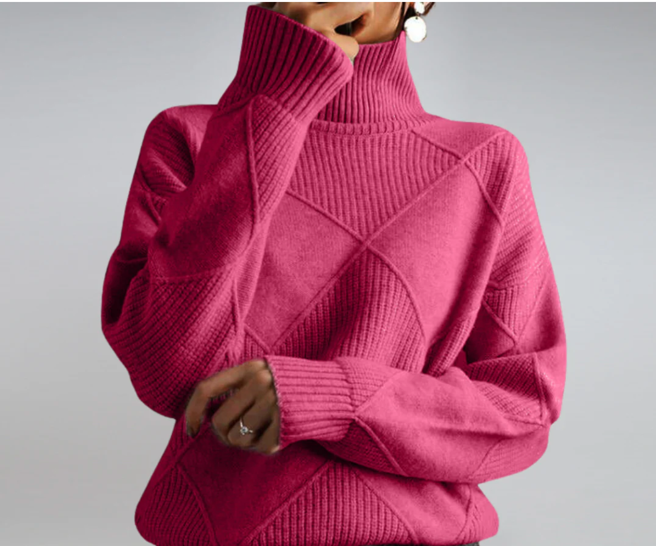 Soléa™ | Diamond-Knit Turtleneck Sweater