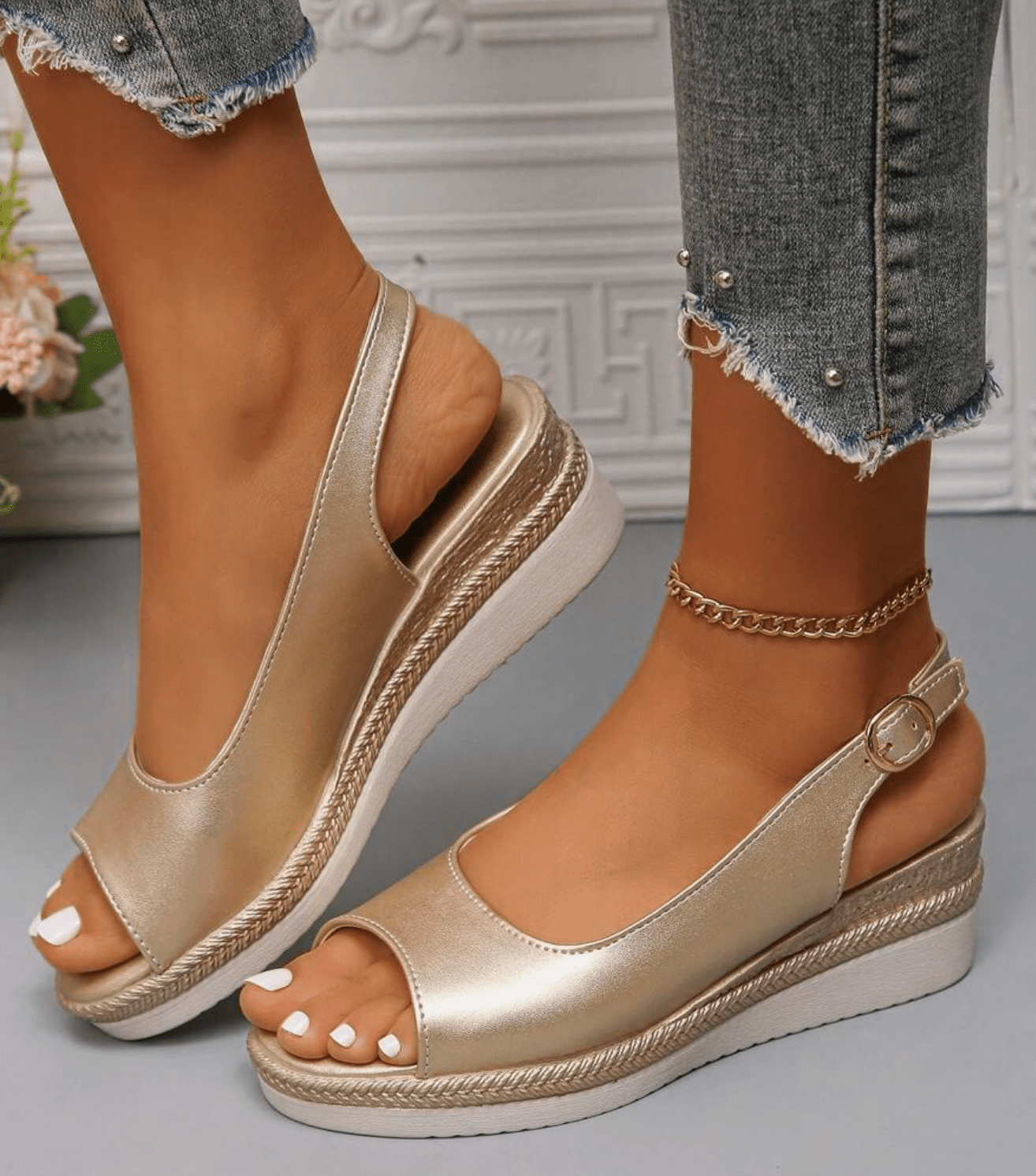 Phédra™ | Elegant Slingback Wedge Sandals