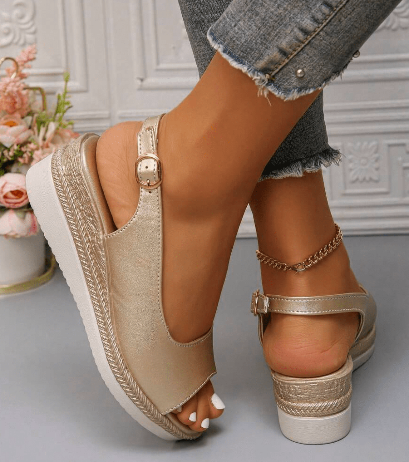Phédra™ | Elegant Slingback Wedge Sandals