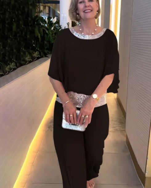 Maïlys™ | Elegant Sequin-Belted Jumpsuit