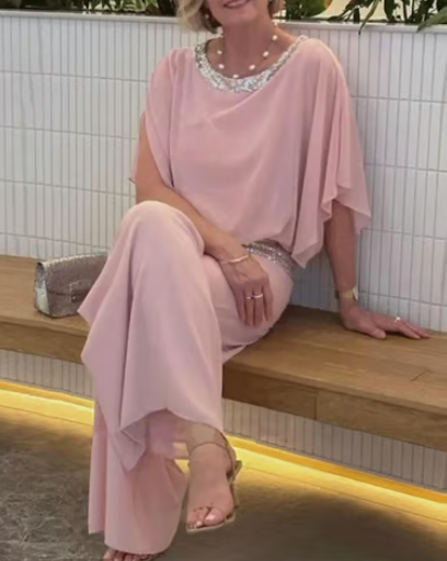 Maïlys™ | Elegant Sequin-Belted Jumpsuit