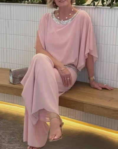 Maïlys™ | Elegant Sequin-Belted Jumpsuit