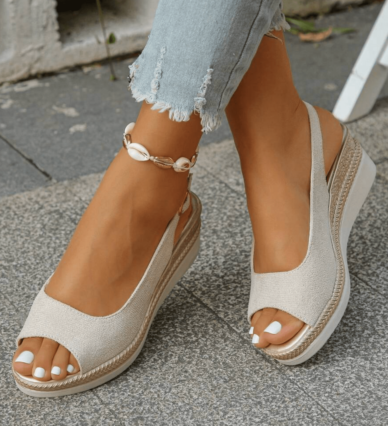Phédra™ | Elegant Slingback Wedge Sandals