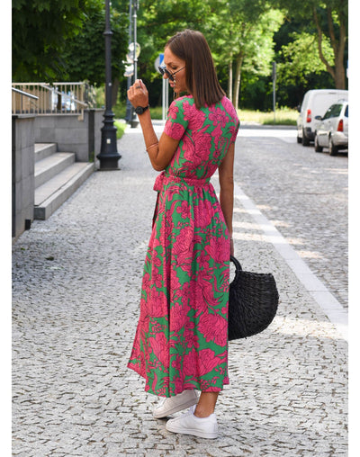 Zelvara™ | Bold Floral Wrap Dress
