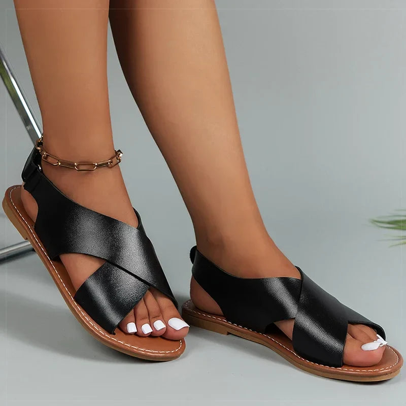 Livia™ | Cross-Strap Flat Sandals