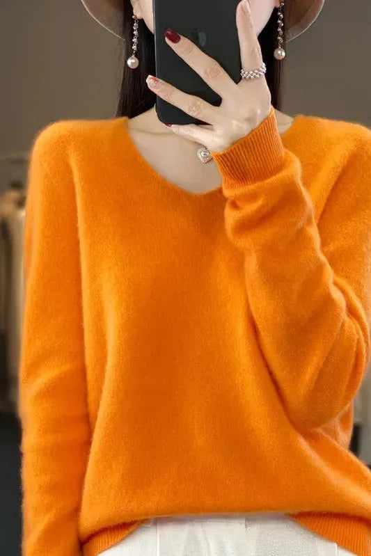 Marivelle™ | Soft V-Neck Cashmere Sweater