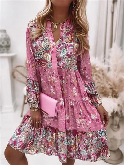 Matthew™ | Floral V-Neck A-Line Dress