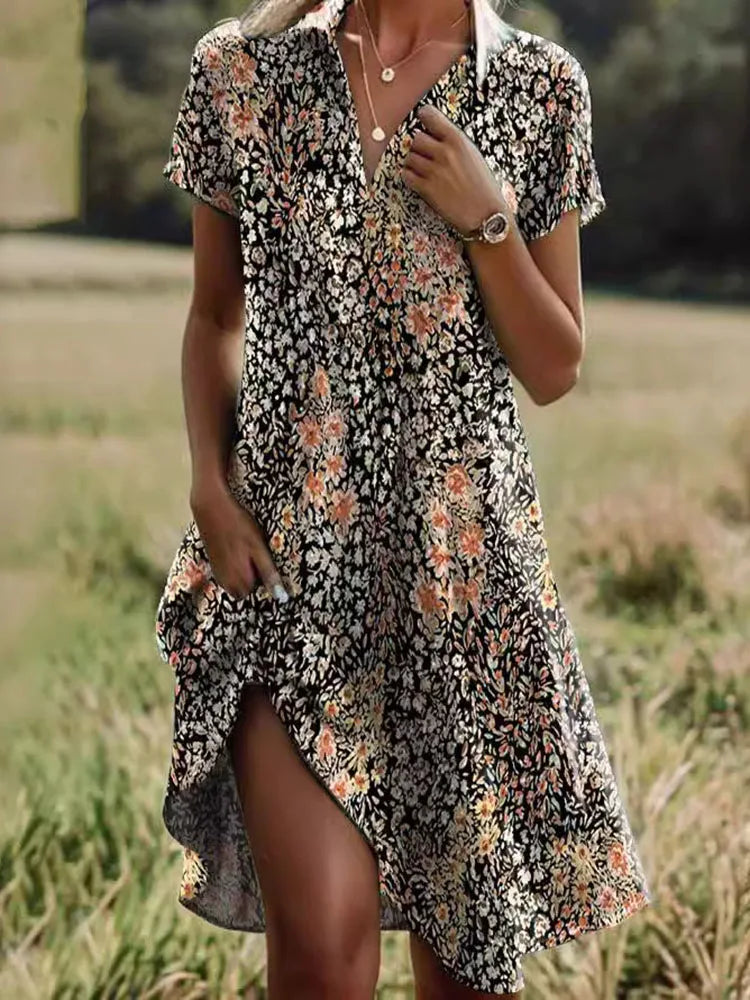 Destiny™ | Boho Vintage V-Neck Dress