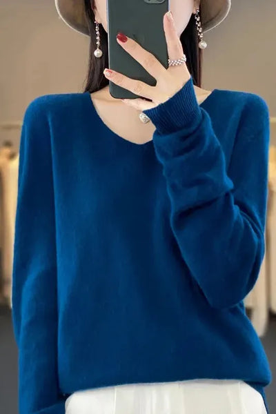 Marivelle™ | Soft V-Neck Cashmere Sweater
