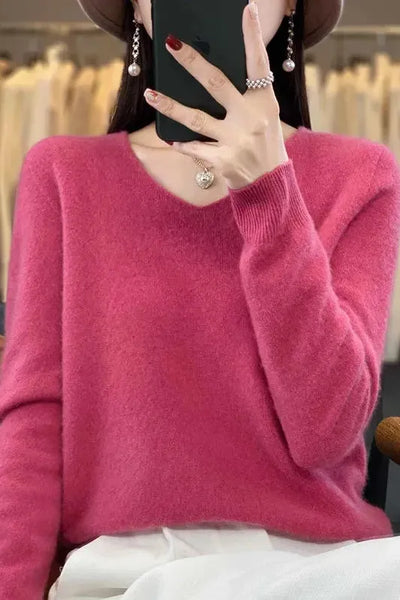 Marivelle™ | Soft V-Neck Cashmere Sweater