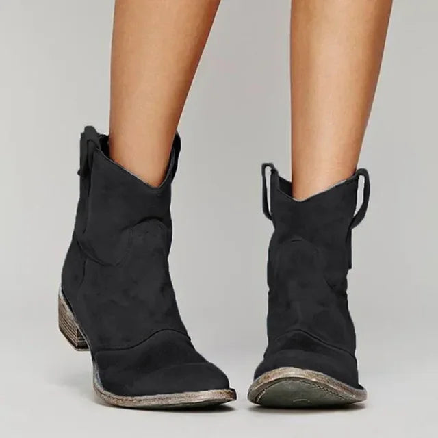 Rayelle™ | Western Suede Ankle Boots