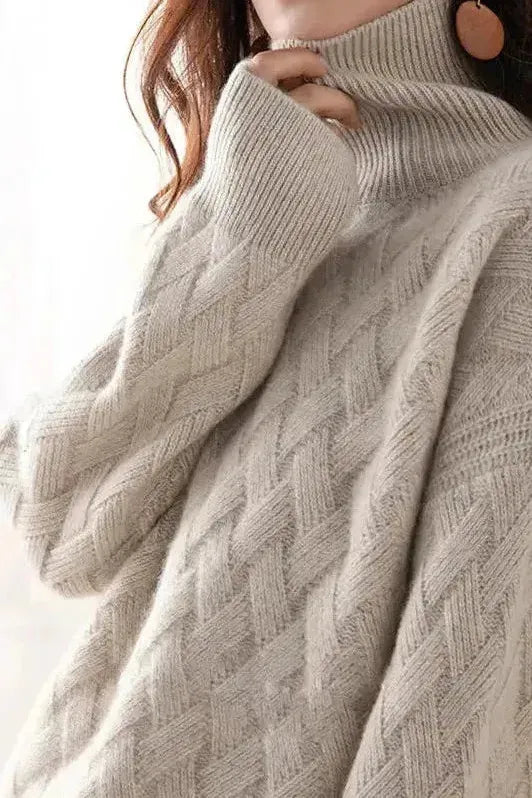 Soléna™ | High Neck Textured Knit Sweater