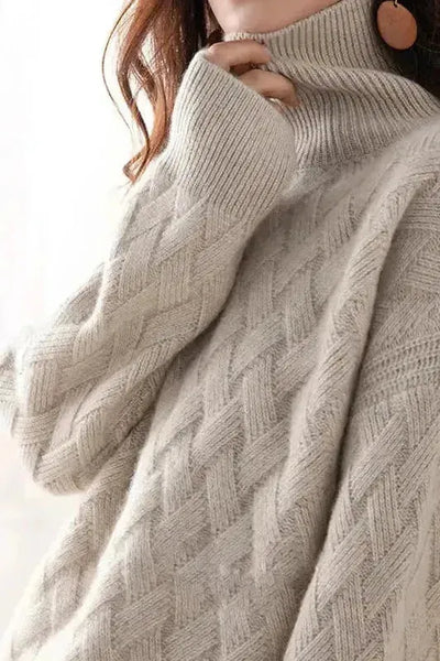 Soléna™ | High Neck Textured Knit Sweater